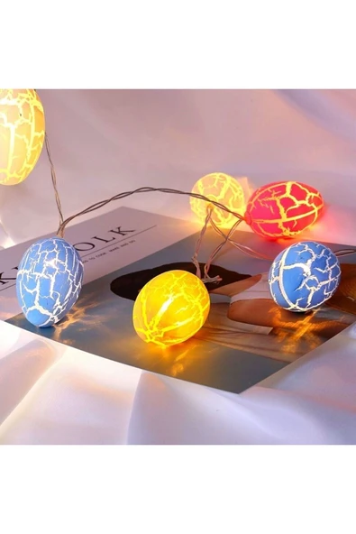 10lu Renkli Yumurta Şeklinde Dekoratif Dolama Led Aydınlatma - 3