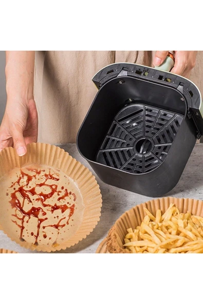 50 Adet Air Fryer Pişirme Kağıdı Tek Kullanımlık 23 Cm Yuvarlak Pişirme Kağıdı XXL PVC li - 2