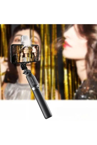 Kendiliğinden Işıklı Masaüstü Tripod Olabilen Telefon Tutuculu Kablosuz Kumandalı Selfie Çubuğu - 3
