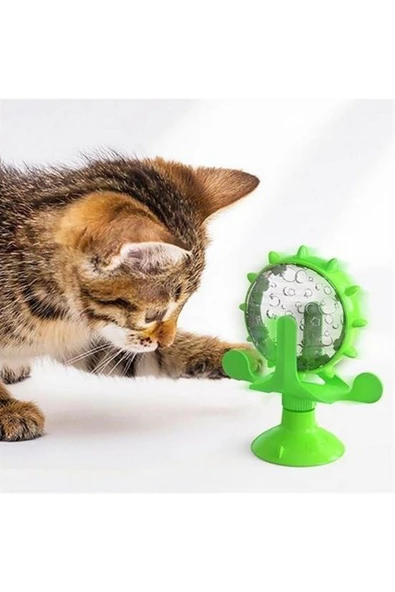 Vantuzlu Zilli İnteraktif Dönebilen Mama Kaplı Renkli Eğlenceli Eğitici Kedi Oyuncağı