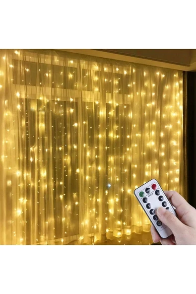 Uzaktan Kumandalı LED Perdeye Takılabilen Kancalı Işık Usb 3x3 Metre Peri Perde LED