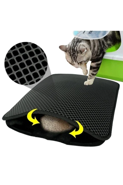 Kedi Tuvalet Önü Kum Toplayıcı Temizleyici Elekli Gri Paspas (K0)
