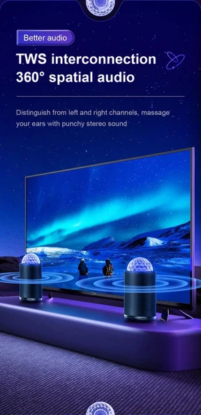 Joyroom JR-MS01 Maya Seri RGB  Maya Serisi RGB Kablosuz Hoparlör-Siyah - 4