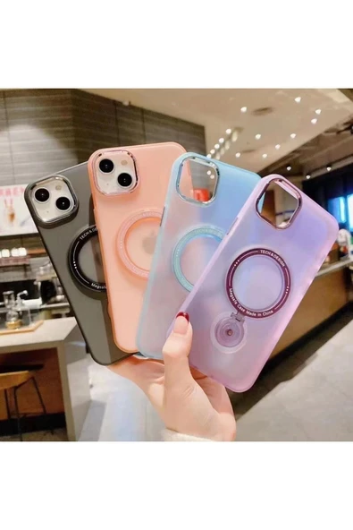 İphone 13 Pro Max Stantlı Buzlu Sert Magsafe Kapak ürün görseli