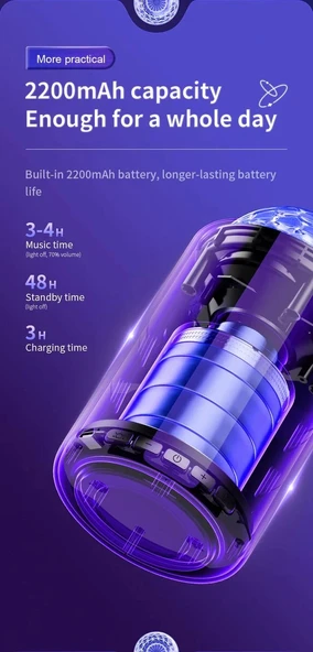 Joyroom JR-MS01 Maya Seri RGB Maya Serisi RGB Kablosuz Hoparlör-Siyah - 3