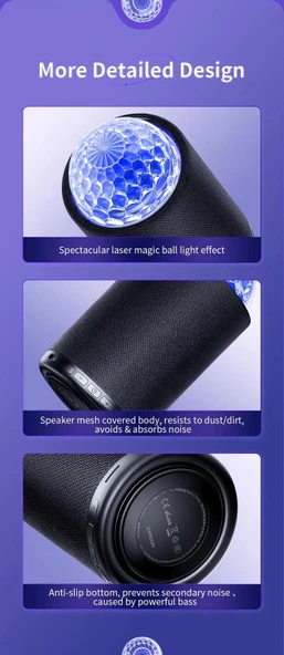 Joyroom JR-MS01 Maya Seri RGB Maya Serisi RGB Kablosuz Hoparlör-Siyah - 2