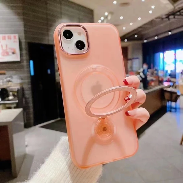 İphone 14 Pro Max Stantlı Buzlu Sert Magsafe Kapak ürün görseli