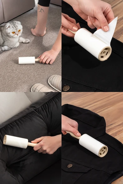 Porsima 3104 Kedi Köpek Tüy Toplayıcı Rulo + 8 Adet Yedek Rulo Krem - 2