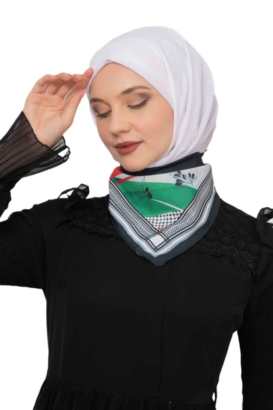 Filistin Zaytin Ve Filistin Bayrak Baskılı Fular Saçaksızlı Unisex S100014