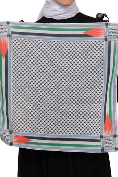 Filistin Bayrak Çizgili Filistin Şal Kefiye Küçük Filistin Bayraklı Fular Saçaksızlı Unisex S100013