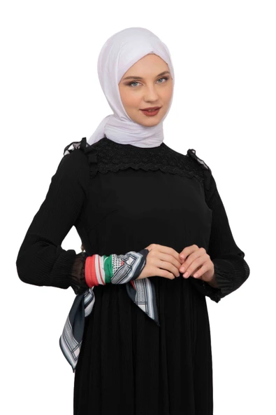 Filistin Zaytin Ve Filistin Bayrak Baskılı Fular Saçaksızlı Unisex S100014 - 10