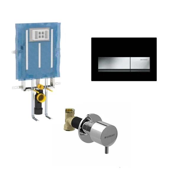 Geberit Alpha Gömme Rezervuar Seti 8 cm - Alpha50 Siyah