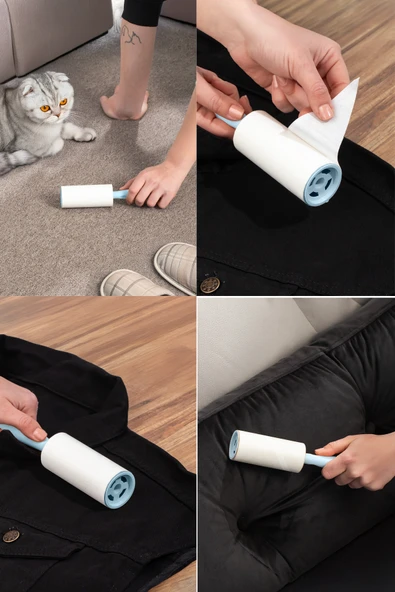 Porsima 3105 Kedi Köpek Tüy Toplayıcı Rulo + 8 Adet Yedek Rulo Mavi - Resim 2