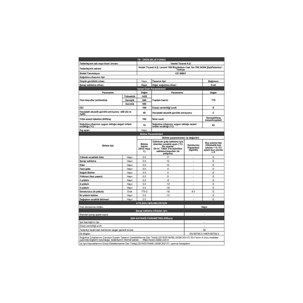Regal CD 50001 5 Çekmeceli Dikey Derin Dondurucu - 6