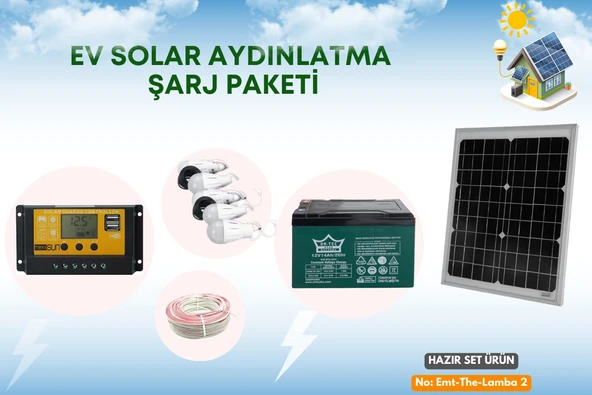 Kamp ve Piknik için Solar Güneş Enerjili Lamba ve Şarj Seti 5 Lamba