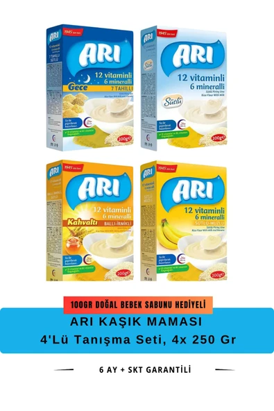 Arı Mama Kaşık Maması 4' Lü Karma Paket 4x 250 gr