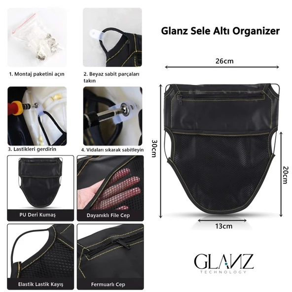 Glanz Sele Altı Organizer Çanta Motosiklet Scooter Kılıf Çantası - 2