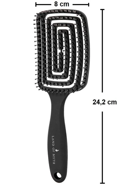 LAND OF MYTH Lom1271 Üç Boyutlu Esnek Saç Açma Ve Tarama Fırçası, Flexible Pro Brush (siyah) - Resim 2