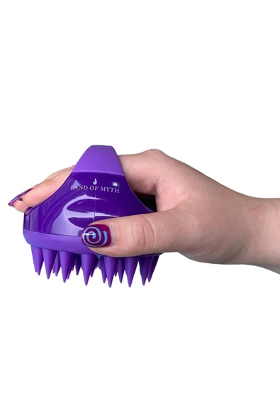LAND OF MYTH Lom1401 Yeni Yumuşak Silikon Dişli Saç Derisi Masaj Şampuan Duş Fırçası (mor) - 3