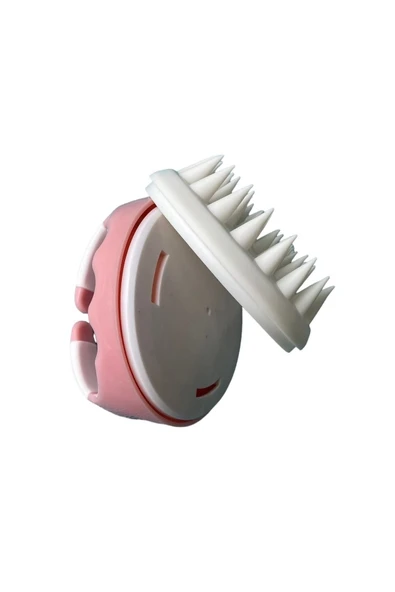 LAND OF MYTH Yeni Yumuşak Silikon Dişli Saç Derisi Masaj Şampuan Duş Fırçası (pembe-beyaz) - 4