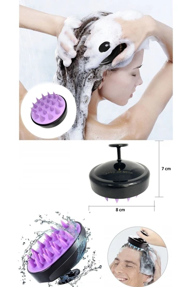 LAND OF MYTH Yumuşak Silikon Dişli Saç Derisi Masaj Şampuan Duş Fırçası Yetişkin Çocuk Evcil Hayvn Için - Siyah - 5