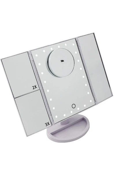 LAND OF MYTH 24 Led Işıklı Dokunmatik Katlanabilir Beyaz Makyaj Aynası