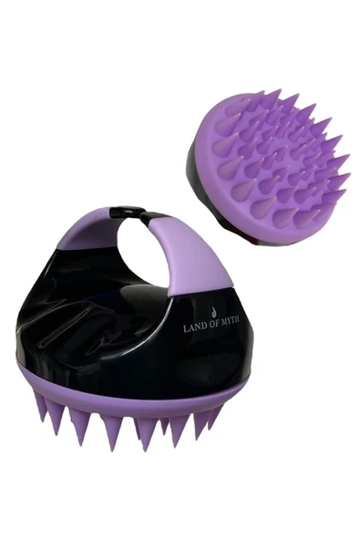 LAND OF MYTH Lom1402 Yeni Yumuşak Silikon Dişli Saç Derisi Masaj Şampuan Duş Fırçası (siyah-lila)