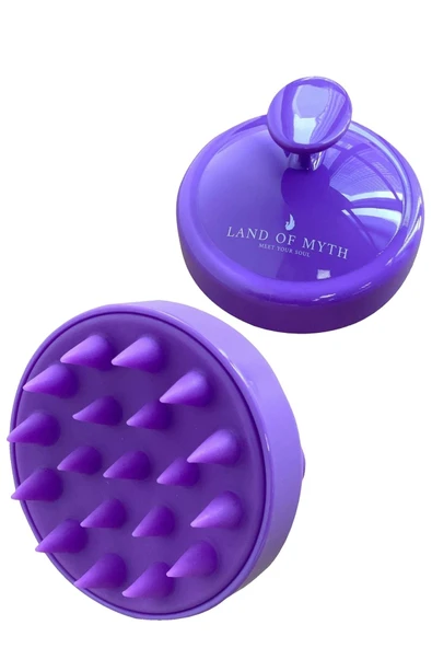 LAND OF MYTH Lom1036 Yumuşak Silikon Dişli Saç Derisi Masaj Şampuan Duş Fırçası Yetişkin Çocuk Evcil Hayvan - Mor