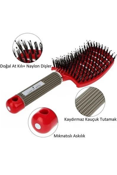 LAND OF MYTH Lom1076 Dolaşık Saç Açma Tarama Fırçası, Antistatik, Iyonik, Yetişkin & Çocuklar Için (kırmızı) - 2