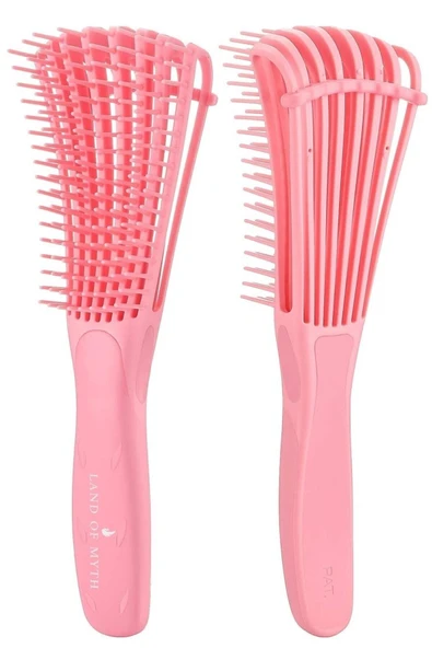 LAND OF MYTH Lom1192 Yeni Nesil Dolaşık Saç Açma Tarama Fırçası Ahtapot Dizayn Esnek Diş Kıvırcık Saç - Pembe