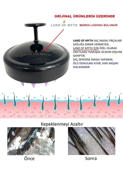 LAND OF MYTH Yumuşak Silikon Dişli Saç Derisi Masaj Şampuan Duş Fırçası Yetişkin Çocuk Evcil Hayvn Için - Siyah - 3