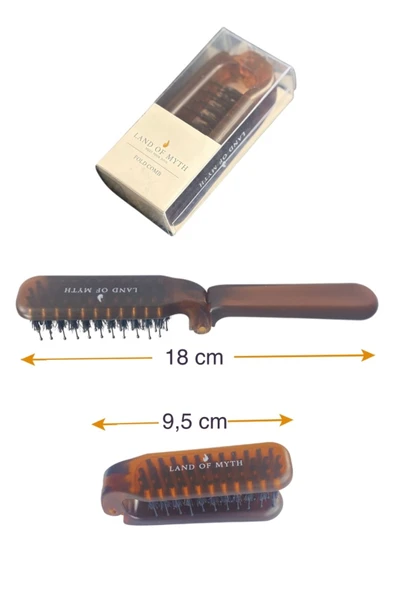 LAND OF MYTH LOM1291 Çanta Tipi Katlanabilir Saç Açma Tarama Fırçası – Kehribar - 7