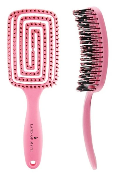 LAND OF MYTH Lom1272 Üç Boyutlu Esnek Saç Açma Ve Tarama Fırçası, Flexible Pro Brush (pembe)