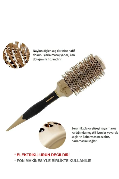 LAND OF MYTH 43 mm - Lom1163 Nano Teknoloji Seramik + İyonik Termal Fön Saç Fırçası Profesyonel Seri - 2