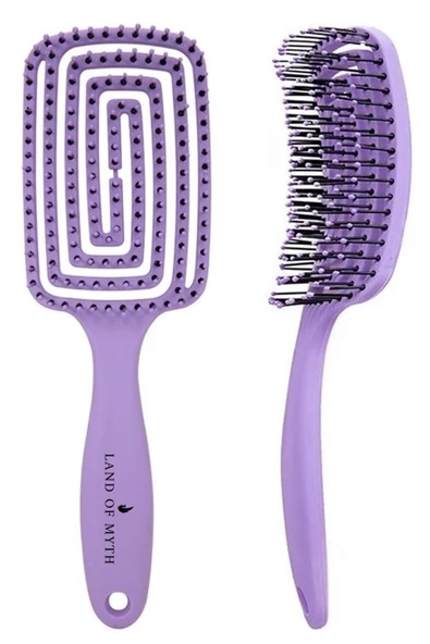 LAND OF MYTH Lom1273 Üç Boyutlu Esnek Saç Açma Ve Tarama Fırçası, Flexible Pro Brush (lila)