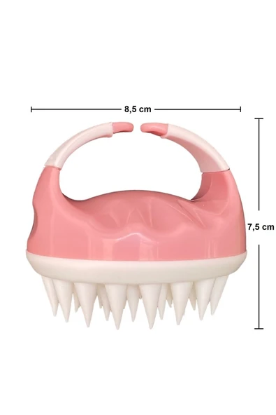 LAND OF MYTH Yeni Yumuşak Silikon Dişli Saç Derisi Masaj Şampuan Duş Fırçası (pembe-beyaz) - 2