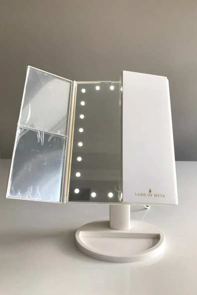 LAND OF MYTH 24 Led Işıklı Dokunmatik Katlanabilir Beyaz Makyaj Aynası - 2