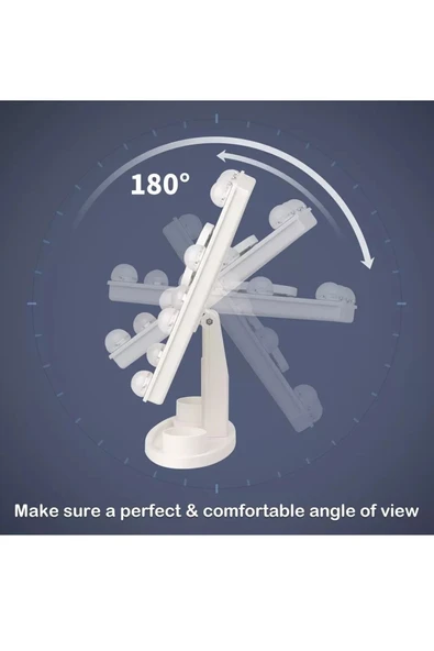 LAND OF MYTH Lom2092- Mini Hollywood Style 9 Led Ampül, 2 Renk Led Işıklı Makyaj Aynası, Dokunmatik Sensör -Siyah - 6