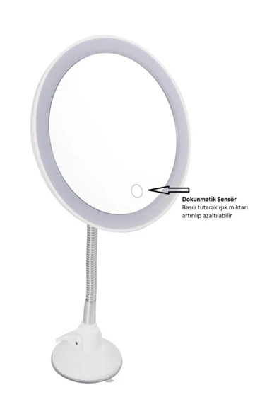 LAND OF MYTH Led Işıklı Banyo Makyaj - Tıraş Aynası, 10x Hd Zoom, Dim Edilebilir Dokunmatik Işık Kısma, Esnek Kol - 3