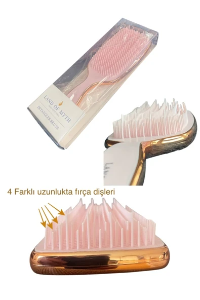 LAND OF MYTH LOM1261 Islak ve Kuru Saç Açma Tarama Fırçası (Bronze Gold-Pembe) - 3