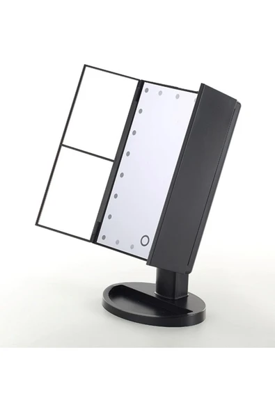LAND OF MYTH Büyütmeli 24 Led Işıklı Makyaj Aynası, 3 Panel, Katlanabilir, Dokunmatik Sensörlü (siyah) - 2