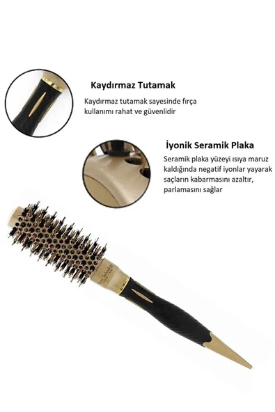 LAND OF MYTH 25 mm - Nano Teknoloji Seramik + Iyonik Termal Fön Saç Fırçası, Doğal At Kılı Diş, Profesyonel Seri - 3