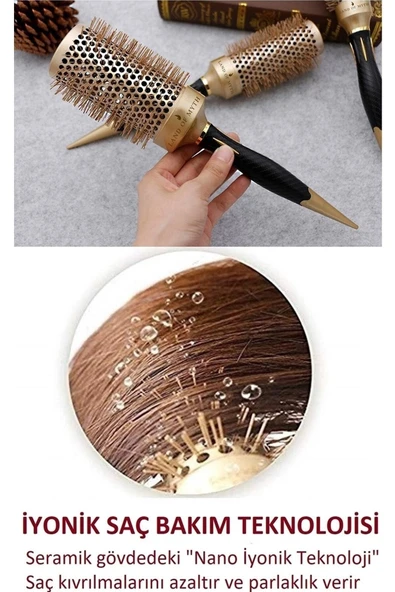 LAND OF MYTH 53 mm Lom1164 Nano Teknoloji Seramik İyonik Termal Fön Saç Fırçası Profesyonel Seri - Resim 4