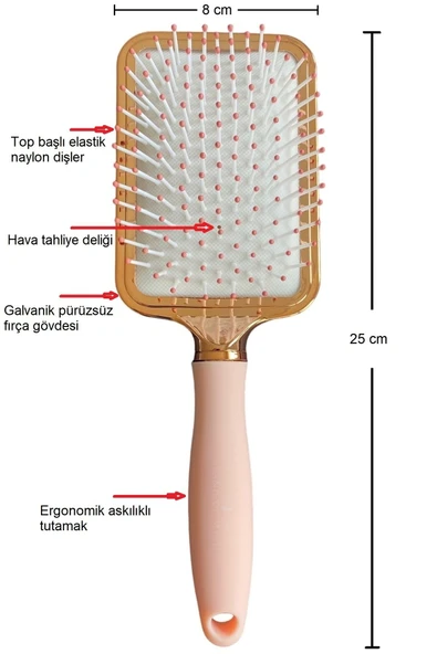 LAND OF MYTH Lom1041 Premium Saç Açma Tarama Fırçası, Antistatik, Galvanik (rose Gold) - 3