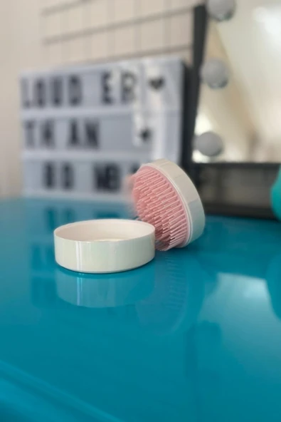 LAND OF MYTH LOM1282 Çanta Tipi - Ayna Kapaklı Saç Açma Tarama Fırçası – İnci Beyazı - 5