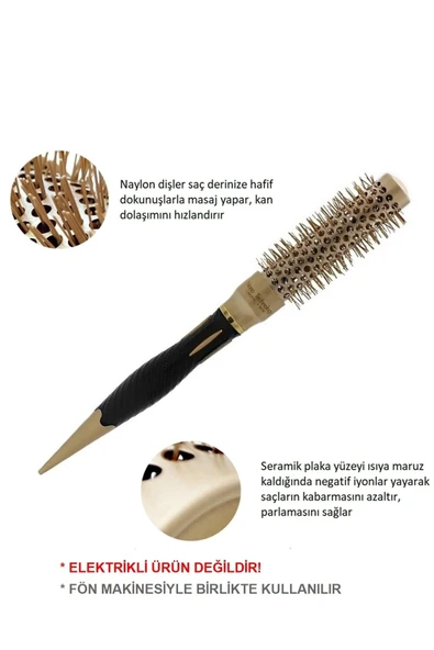 LAND OF MYTH 25 mm - Nano Teknoloji Seramik + Iyonik Termal Fön Saç Fırçası, Profesyonel Seri - 2