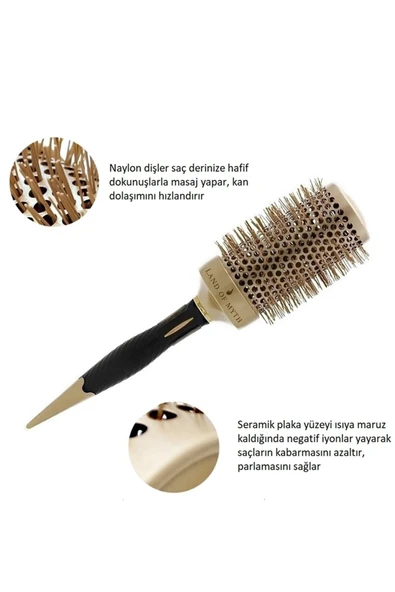LAND OF MYTH 53 mm Lom1164 Nano Teknoloji Seramik İyonik Termal Fön Saç Fırçası Profesyonel Seri - Resim 3