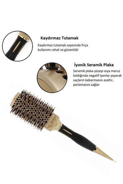 LAND OF MYTH 43 mm-Lom1143 Nano Teknoloji Seramik + İyonik Termal Fön Saç Fırçası, Doğal At Kılı Diş, Profesyonel - 3