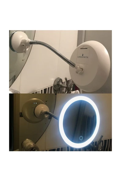 LAND OF MYTH Led Işıklı Banyo Makyaj - Tıraş Aynası, 10x Hd Zoom, Dim Edilebilir Dokunmatik Işık Kısma, Esnek Kol - 2