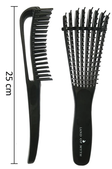 LAND OF MYTH Lom1193 Yeni Nesil Dolaşık Saç Açma Tarama Fırçası Ahtapot Dizayn Esnek Diş Kıvırcık Saç - Siyah - 4